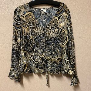 H&M gold&black blouse